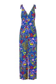 Joe Browns Blue Petite Bright Tropical Print Wide Leg Crinkle Jumpsuit - Image 5 of 5