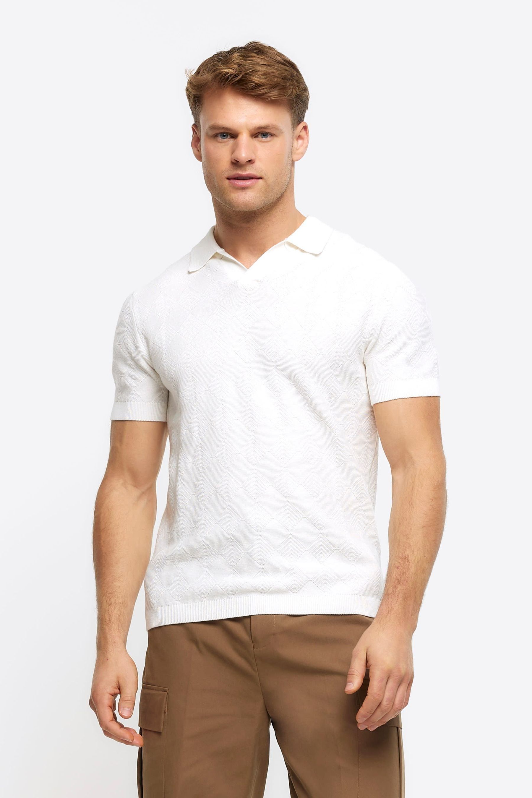 River island knitted polo top