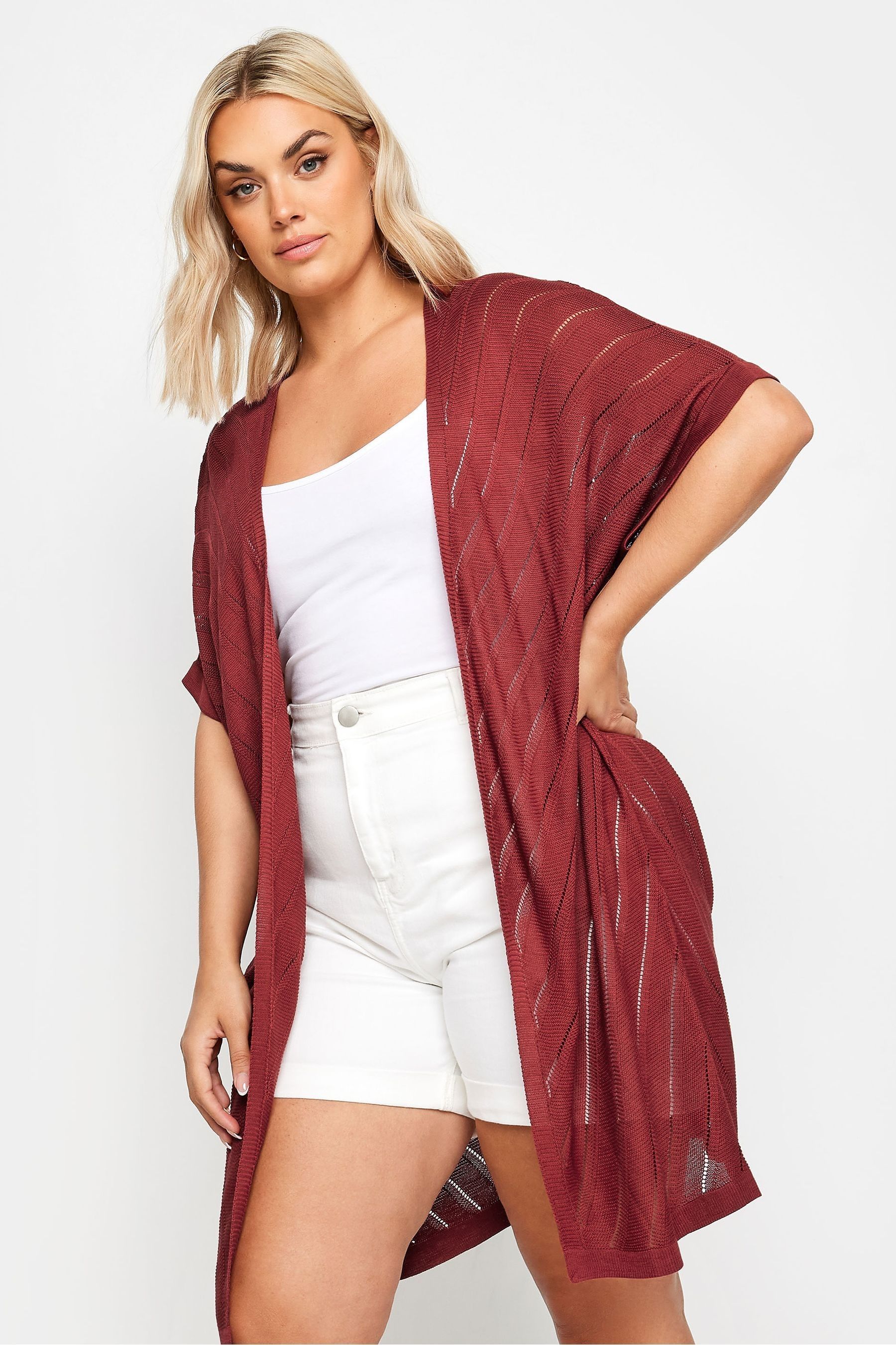 Red cocoon cardigan top