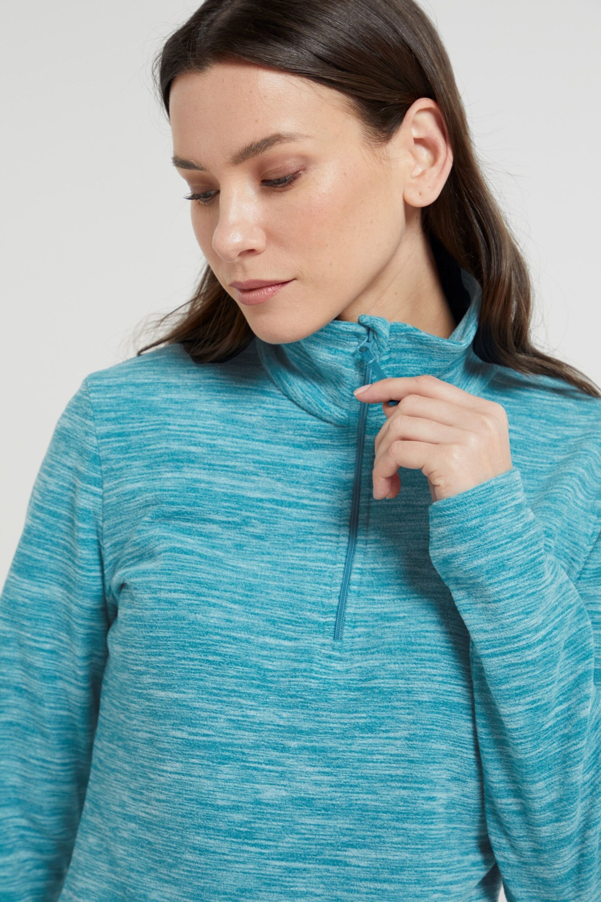 Mountain Warehouse Turquoise Blue Womens Snowdon Melange Half-Zip Fleece - Image 4 of 5