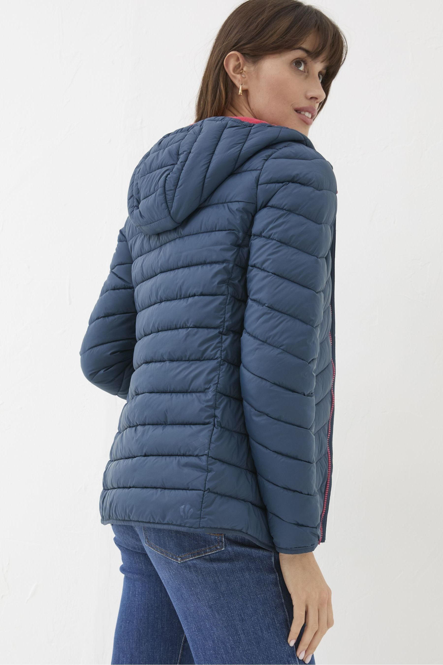 Blue lightweight puffer jacket on sale