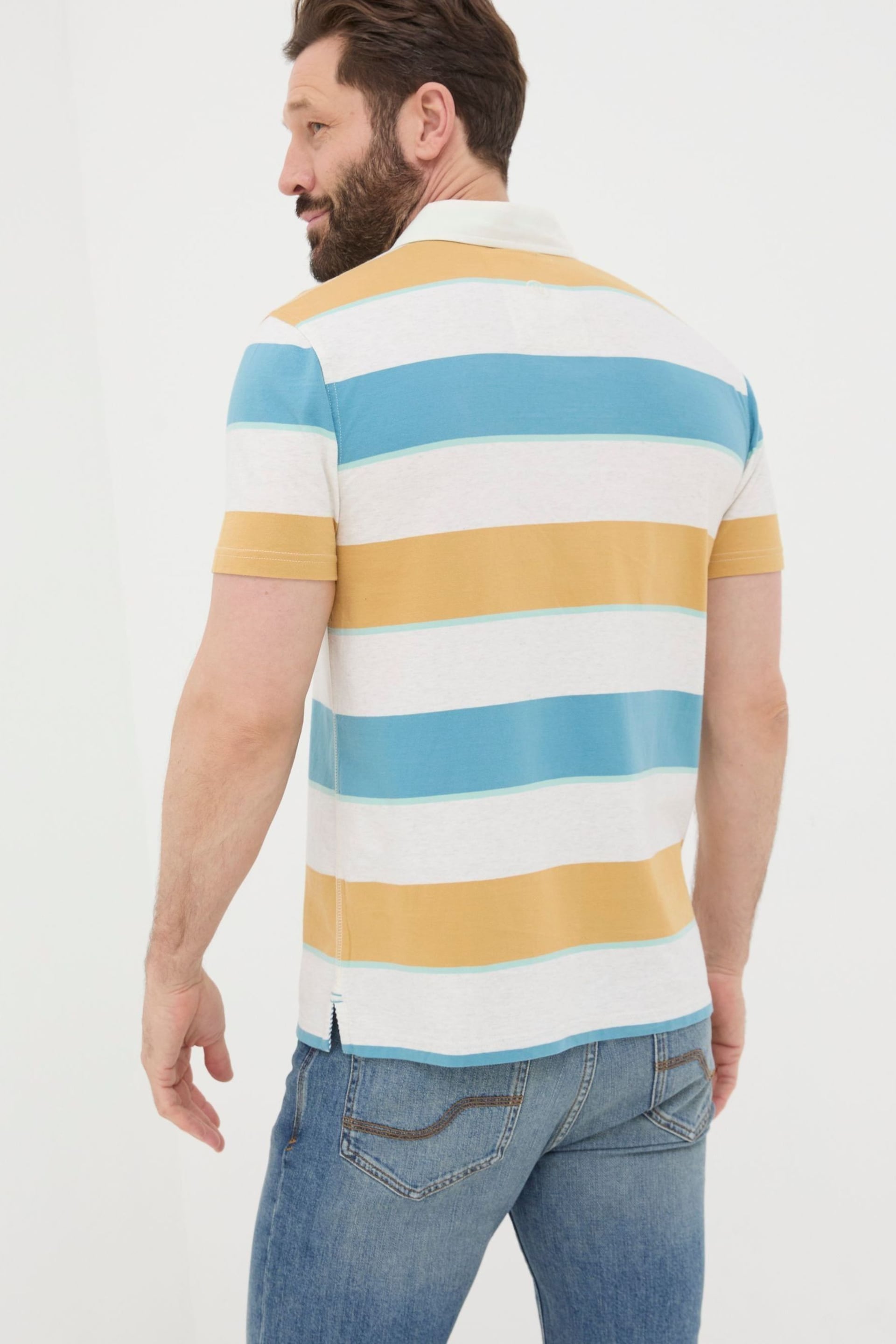 FatFace Yellow Stripe Polo Shirt - Image 2 of 6