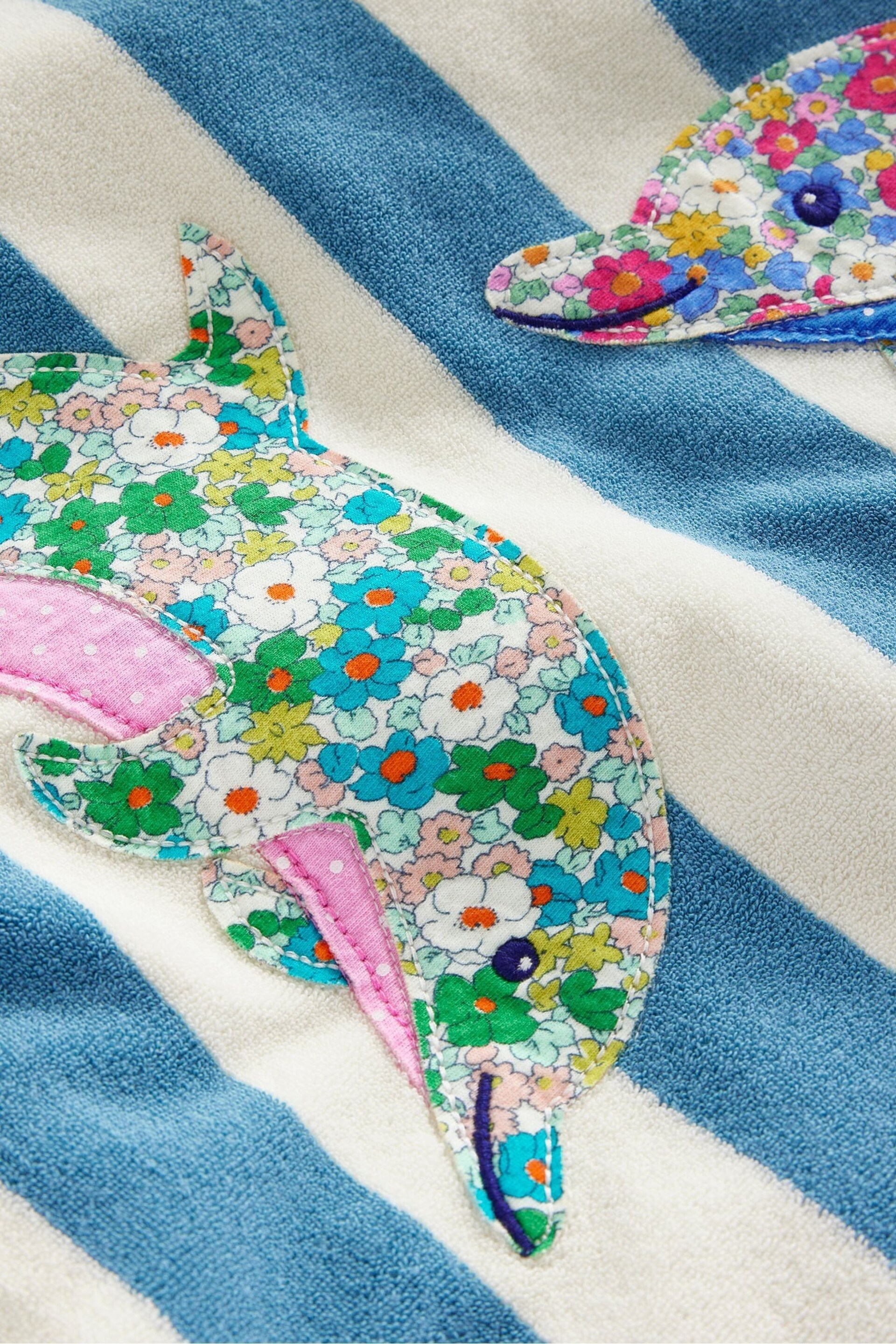 Boden Blue Appliqué Towelling Throw-On Poncho - Image 3 of 4