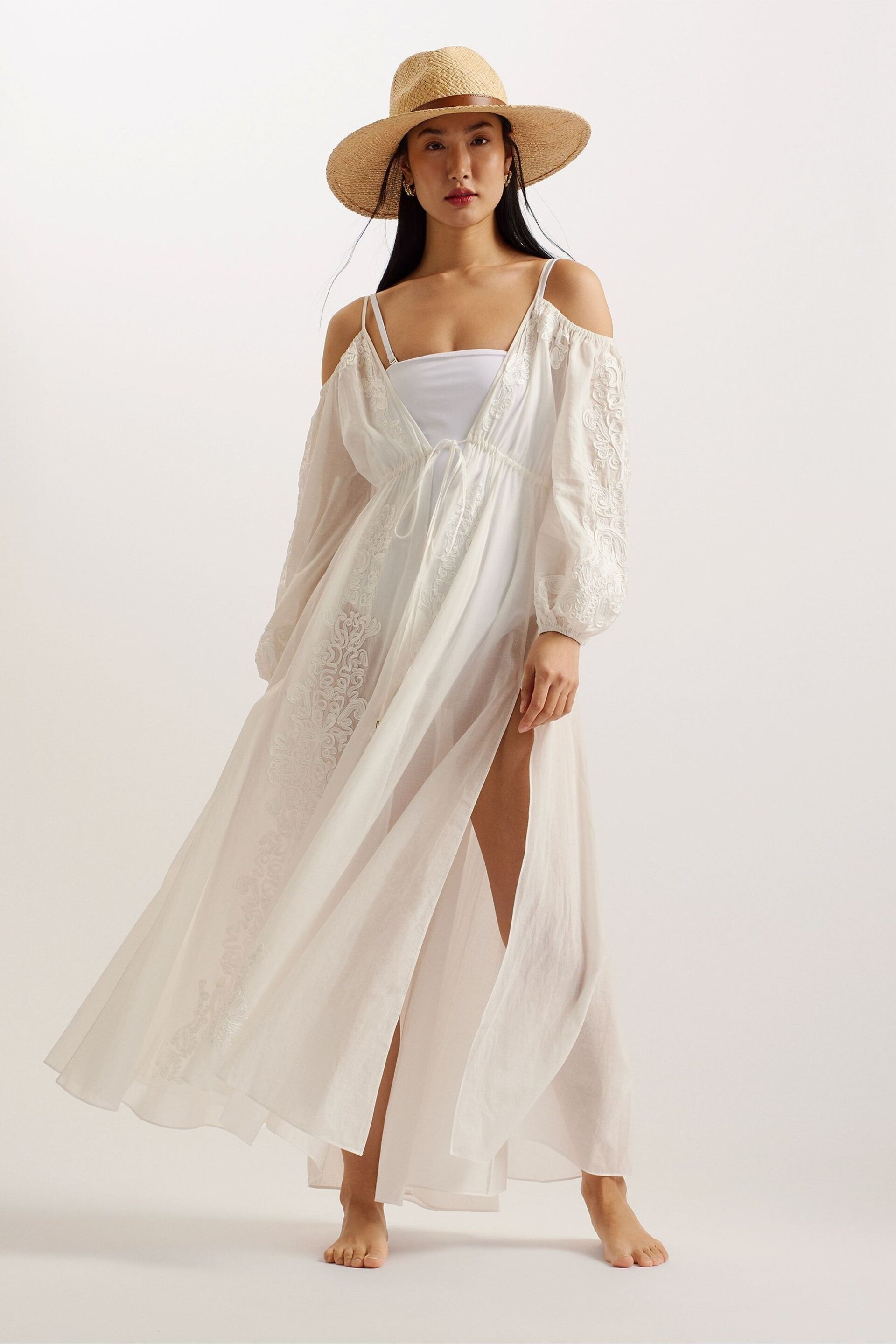 Ted Baker Cream Daeseey Embroidered Maxi Cover-Up - Image 1 of 5