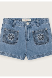 Monsoon Blue Flower 100% Cotton Denim Shorts - Image 1 of 3