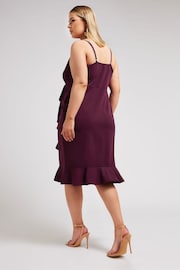 Yours Curve Purple London Ruffle Wrap Dress - Image 3 of 5