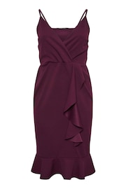 Yours Curve Purple London Ruffle Wrap Dress - Image 5 of 5