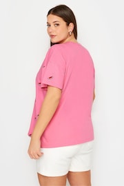 Yours Curve Pink LIMITED COLLECTIONEmbroidered Watermelon T-Shirt - Image 3 of 5