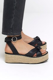 River Island Black Wide Fit Espadrille Sandals - Image 1 of 5