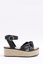 River Island Black Wide Fit Banner Espadrille Sandals - Image 2 of 5