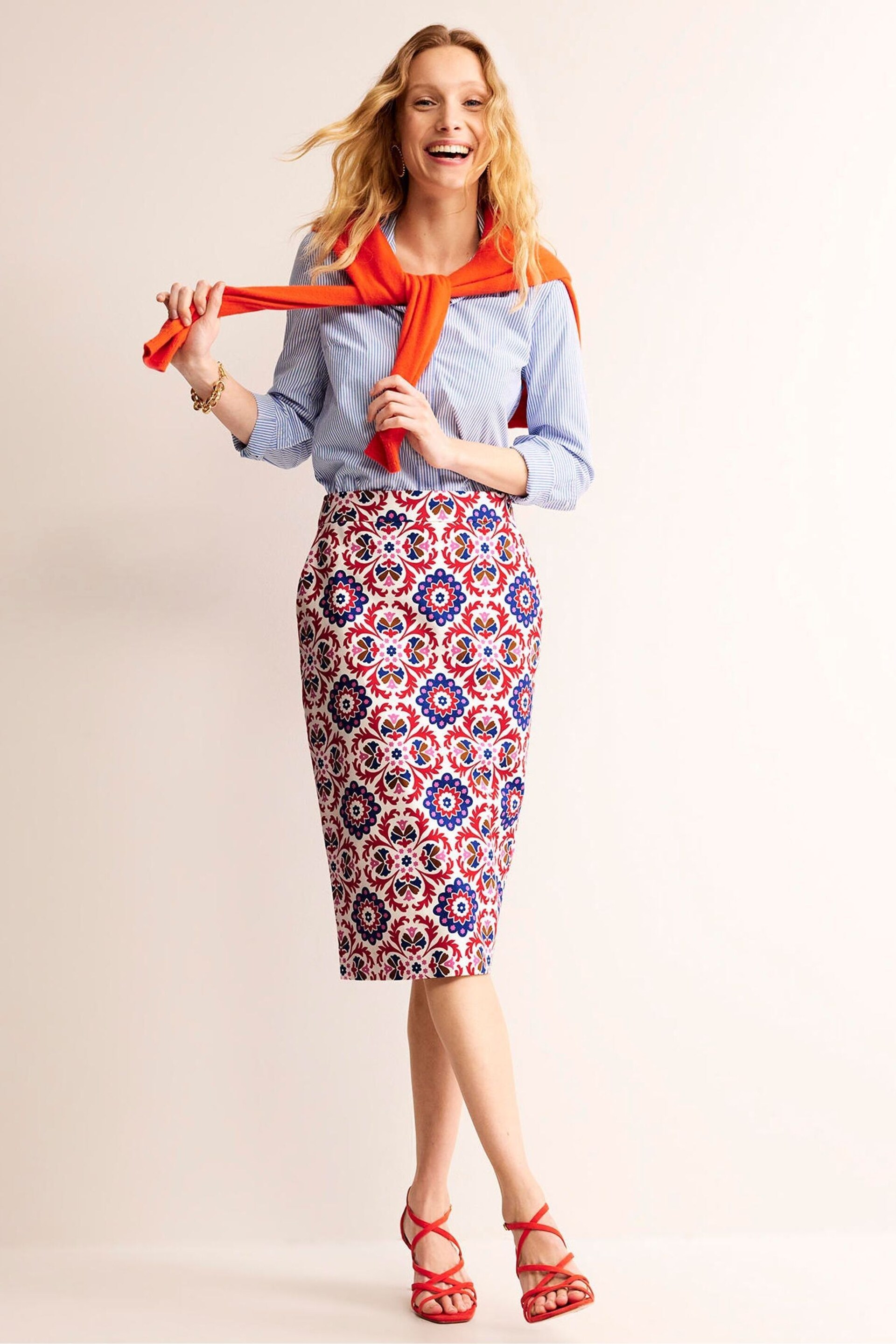 Boden Red Bi-Stretch Pencil Skirt - Image 1 of 5