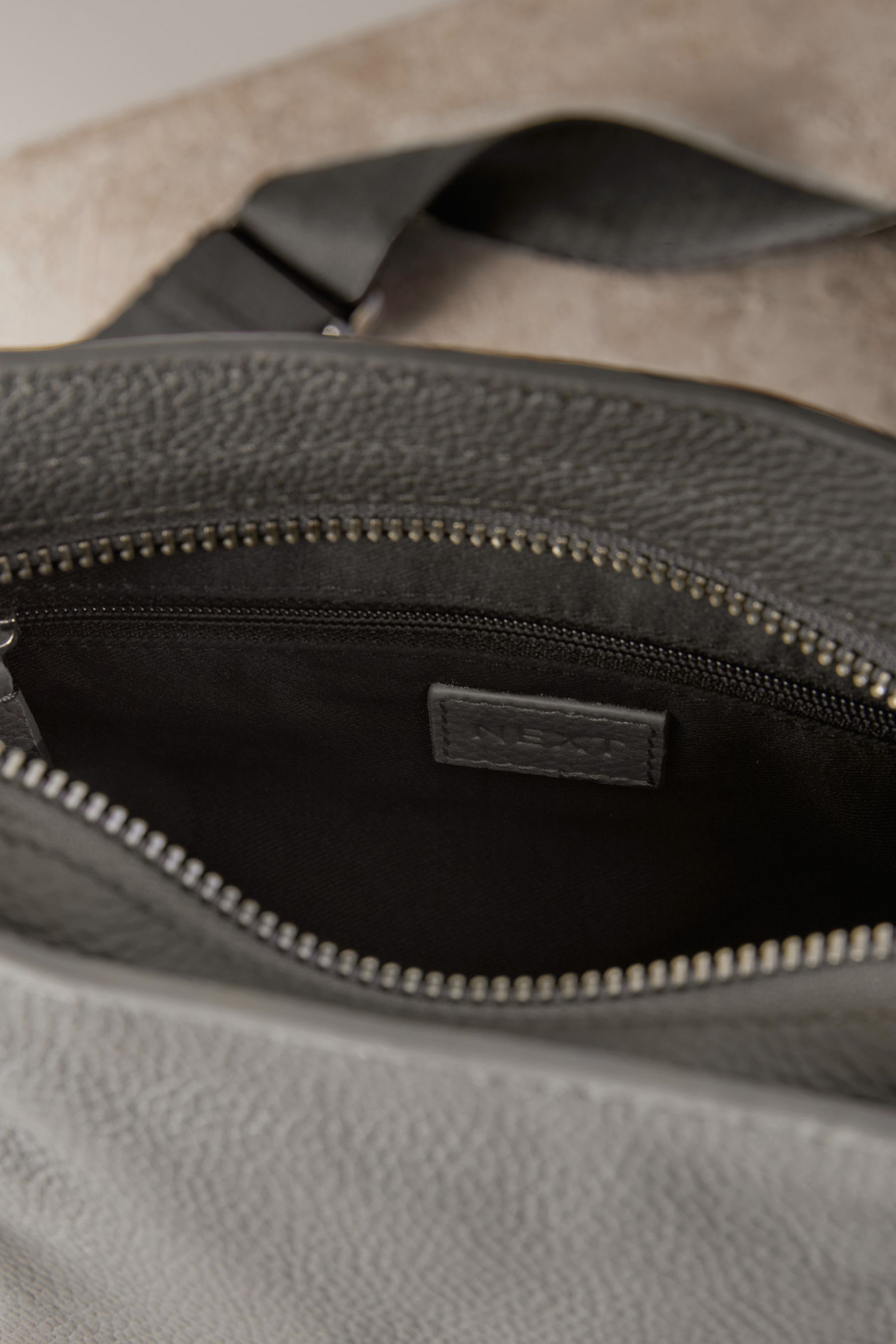 Buy Grey Leather Front Zip Messenger Bag from the Next UK online shop