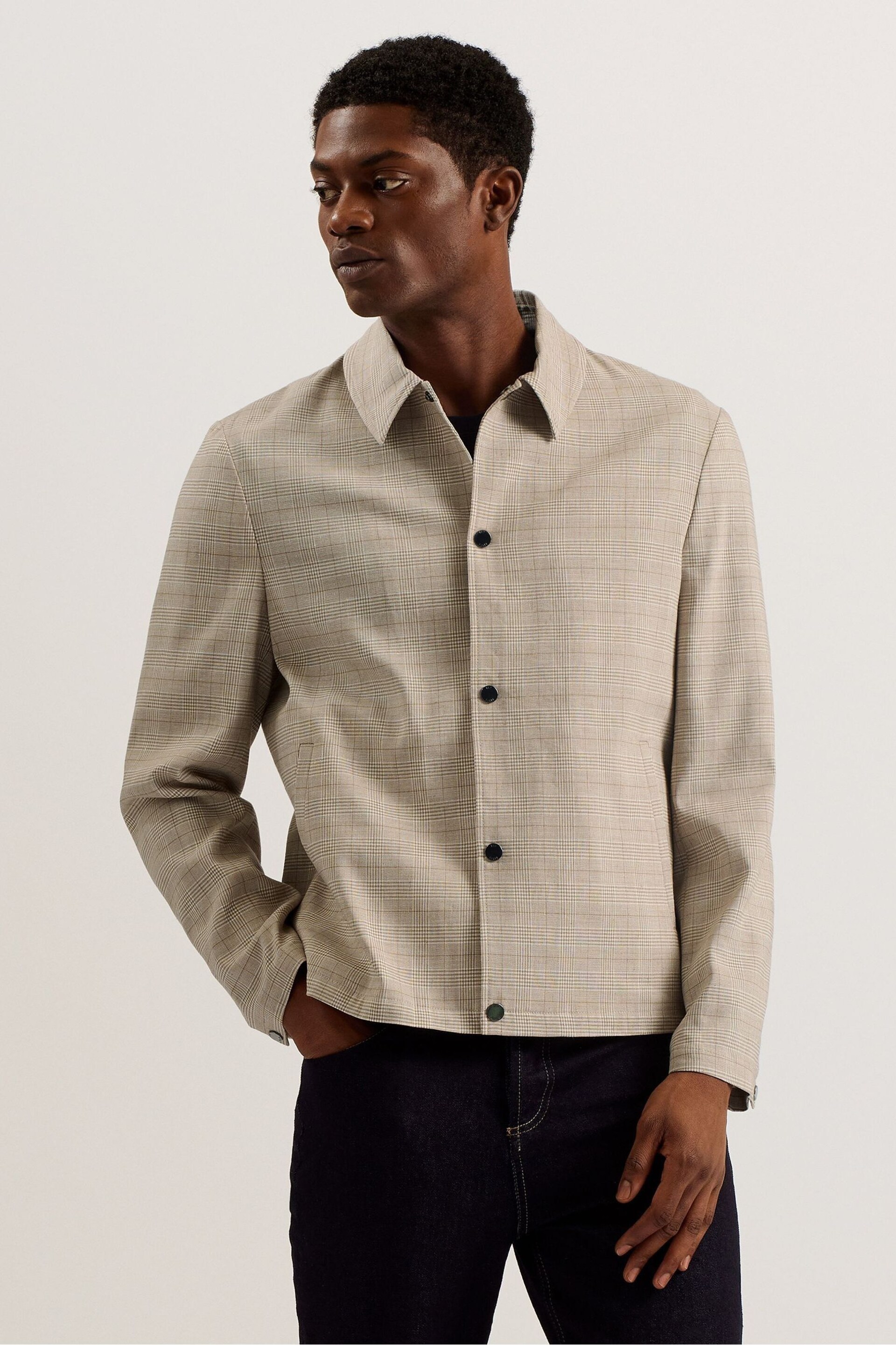 Ted Baker Tan Brown Firs Light Weight Linen Jacket - Image 1 of 7