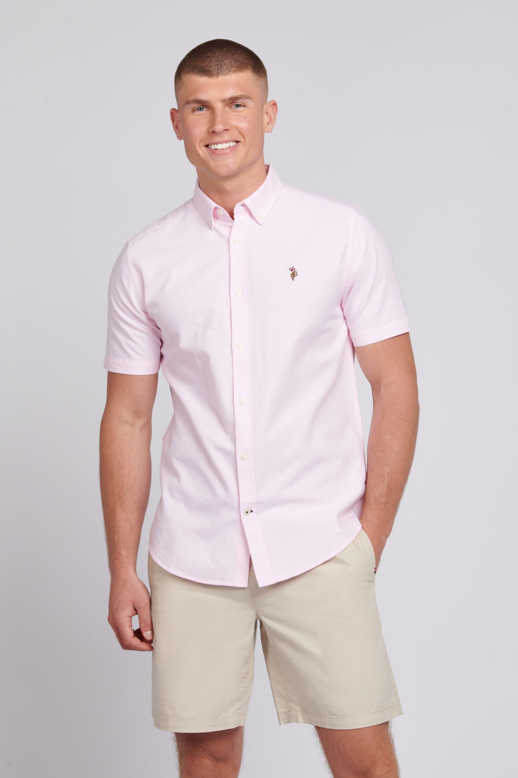 Buy U.S. Polo Assn. Pink Short Sleeve Mens Oxford Shirt from the Next UK online shop