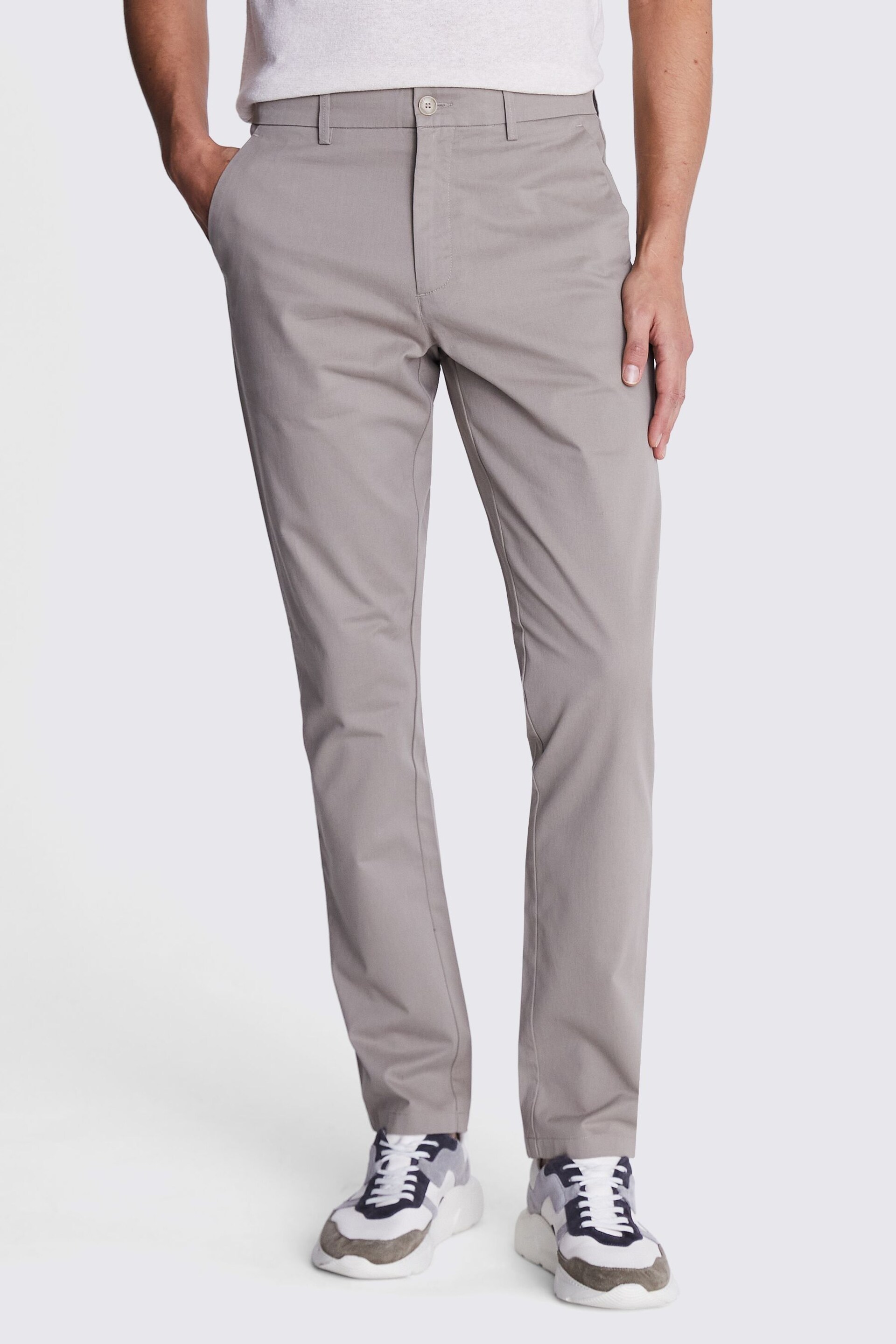 MOSS Silver Grey Tailored Fit Stretch Chinos - Image 2 of 5