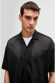 BOSS Black Relaxed-Fit Shirt in Jersey Mesh With Camp Collar - Image 4 of 6