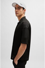 BOSS Black Relaxed-Fit Shirt in Jersey Mesh With Camp Collar - Image 5 of 6