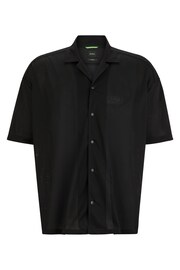 BOSS Black Relaxed-Fit Shirt in Jersey Mesh With Camp Collar - Image 6 of 6