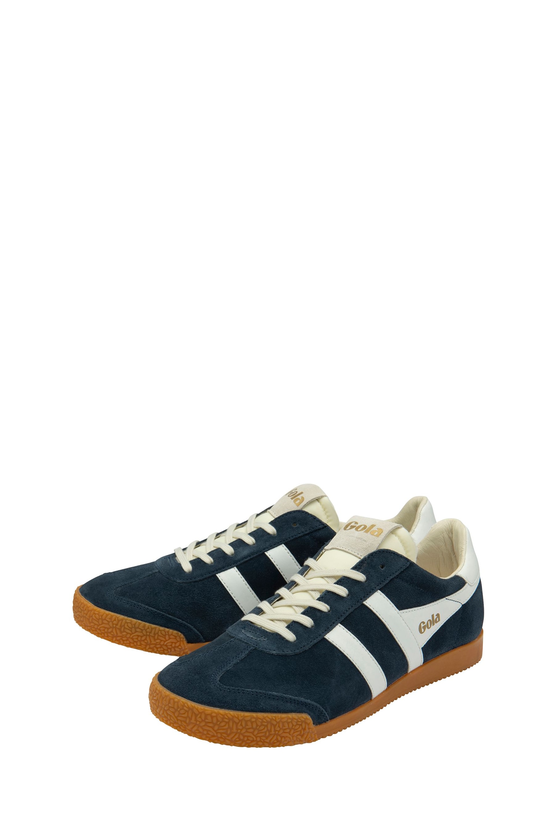 Gola Blue Mens Elan Suede Lace-Up Trainers - Image 2 of 4