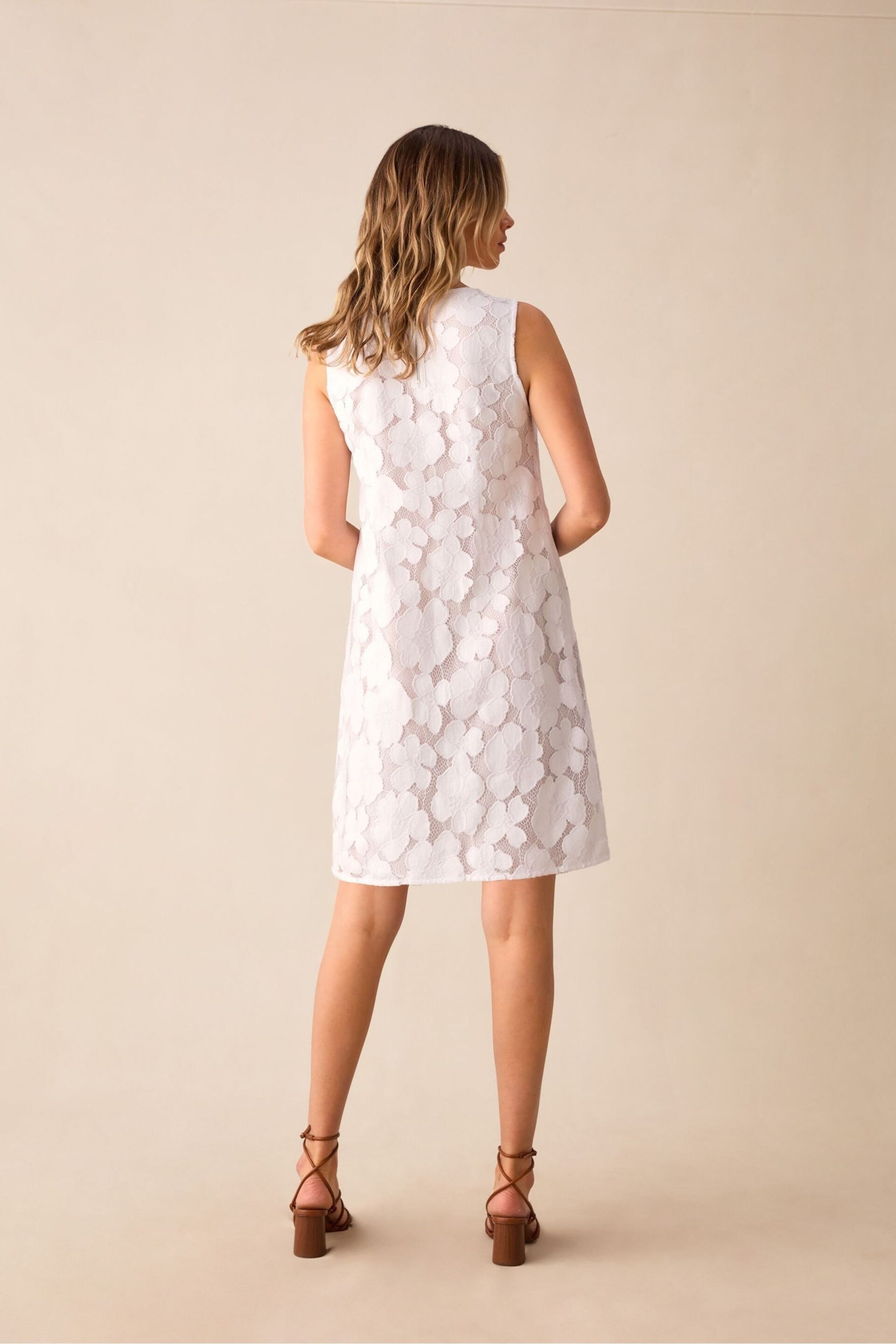Ro&Zo Lace Mini Shift White Dress - Image 2 of 6