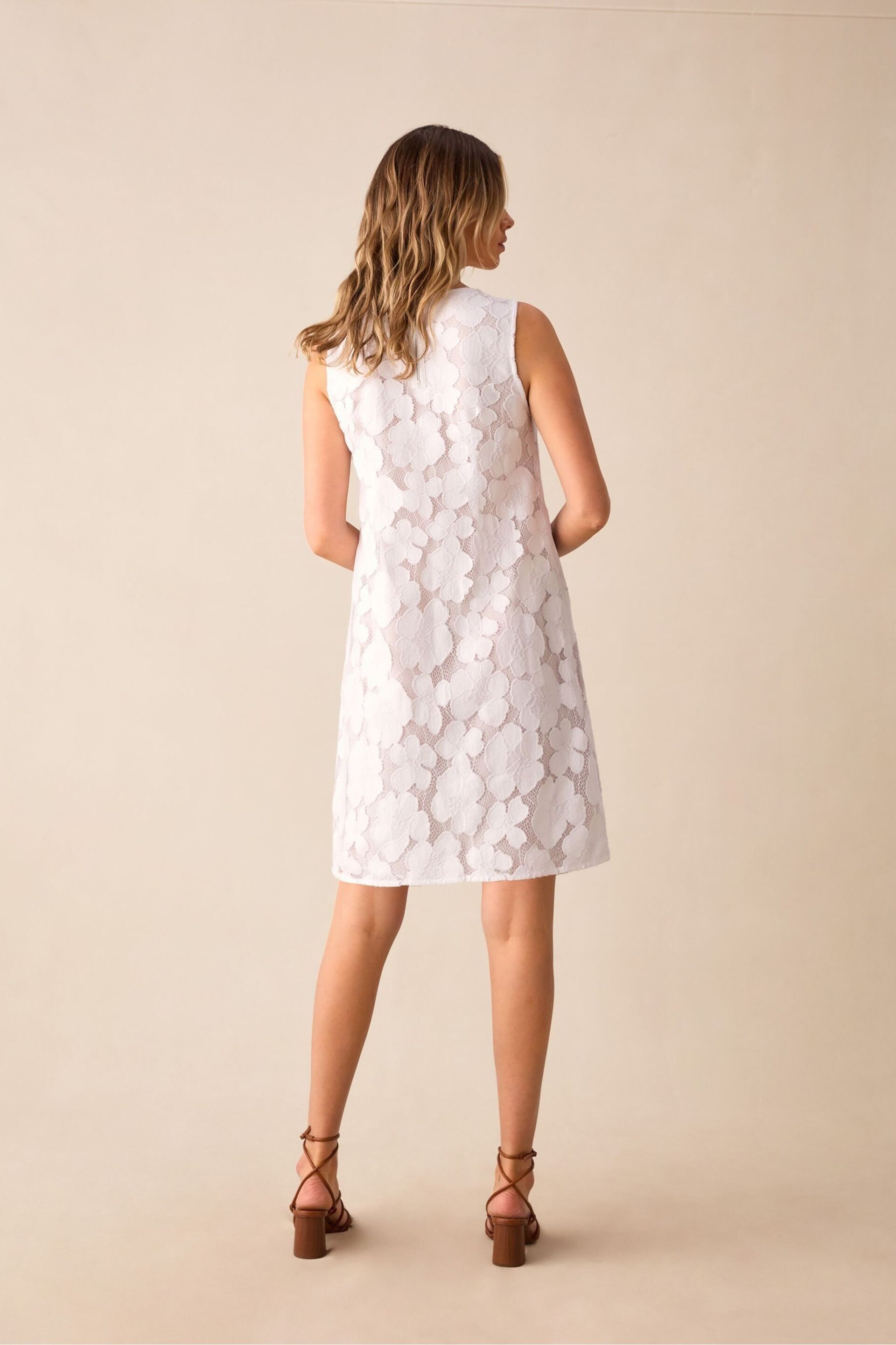 Ro&Zo Lace Mini Shift White Dress - Image 4 of 6