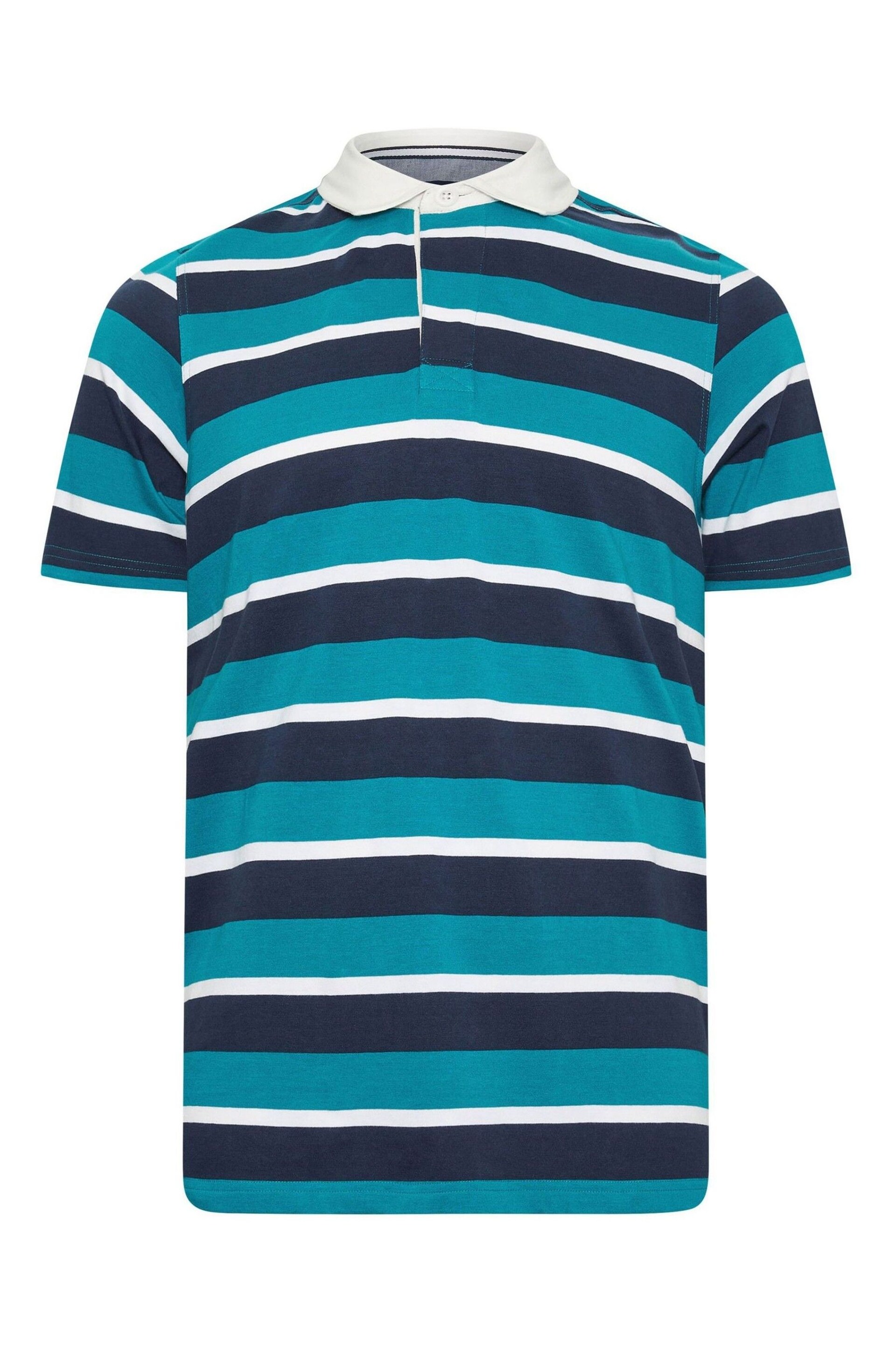 BadRhino Big & Tall Blue Stripe Rugby Polo Shirt - Image 2 of 3