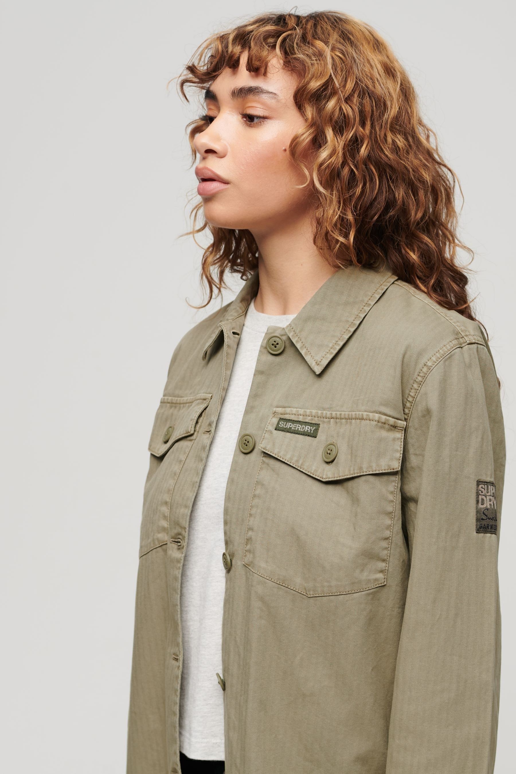 Superdry military coat with velvet collar shop