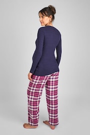 JoJo Maman Bébé Navy Blue Check Maternity And Nursing Pyjamas Set - Image 2 of 5