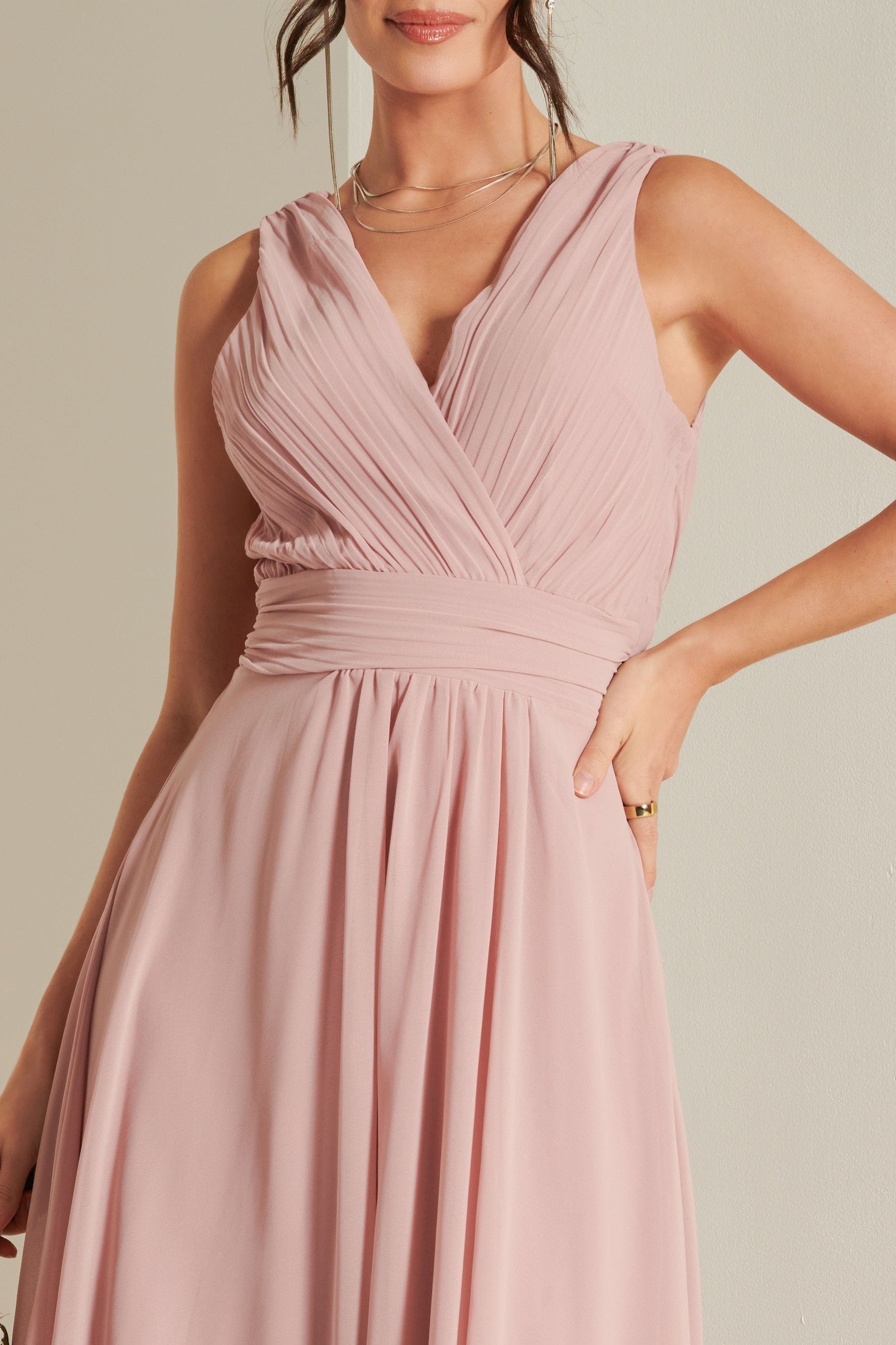 Buy Jolie Moi Mauve Pink Pleated Bodice Chiffon Maxi Dress from Next Norway