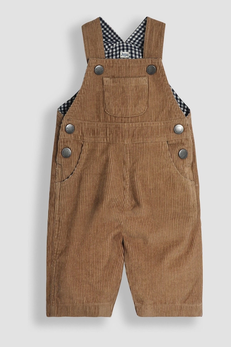 JoJo Maman Bébé Brown 2-Piece Classic Cord Dungarees & Stripe Top Set - Image 2 of 5