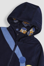 JoJo Maman Bébé Navy Construction Vehicle Applique Reversible Hoodie - Image 7 of 8