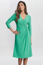 Gina Bacconi Green Antonia Jersey Wrap Dress - Image 1 of 5