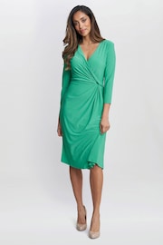 Gina Bacconi Green Antonia Jersey Wrap Dress - Image 3 of 5