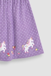 JoJo Maman Bébé Lilac Purple Unicorn Applique Cord Dress - Image 4 of 4