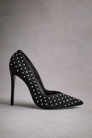 Black Tabitha Simmons Lola Leather Studded Point Heels - Image 1 of 13