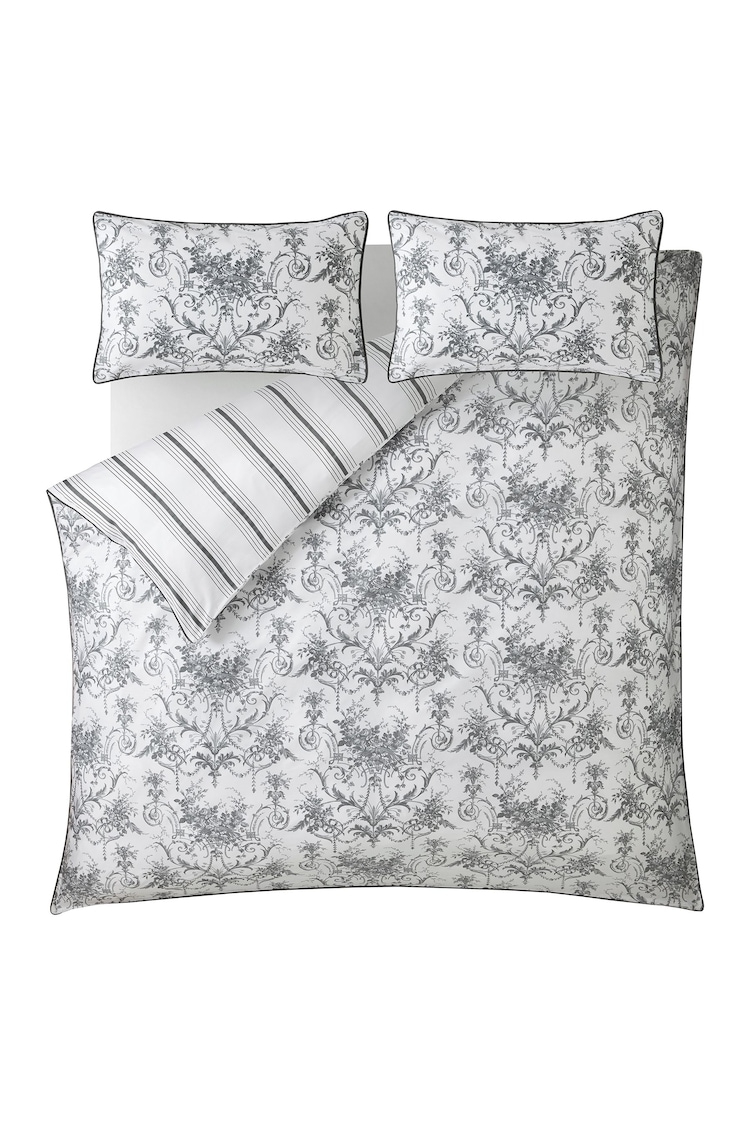 Laura Ashley Charcoal Grey Tuileries 100% Cotton Duvet Cover and Pillowcase Set - Image 3 of 5