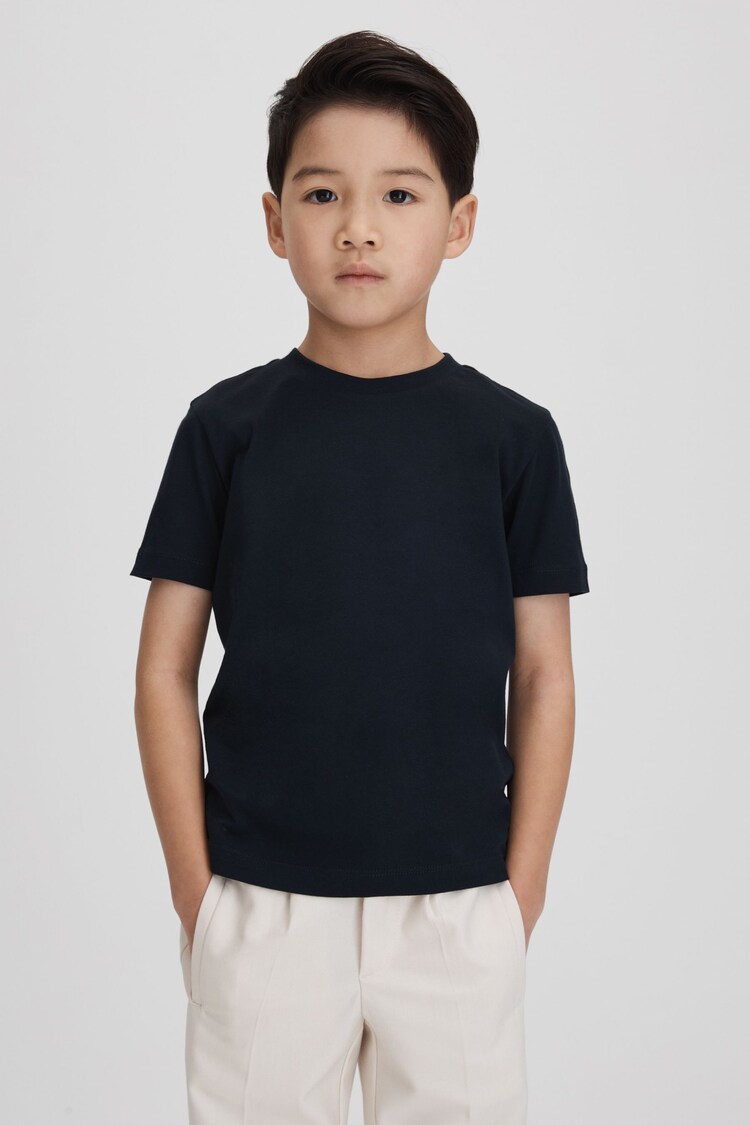 Reiss Navy Bless 9-13 yrs Cotton Crew Neck T-Shirt boxy - Image 1 of 7