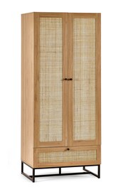 Julian Bowen Brown Padstow Rattan Double Wardrobe - Image 1 of 4