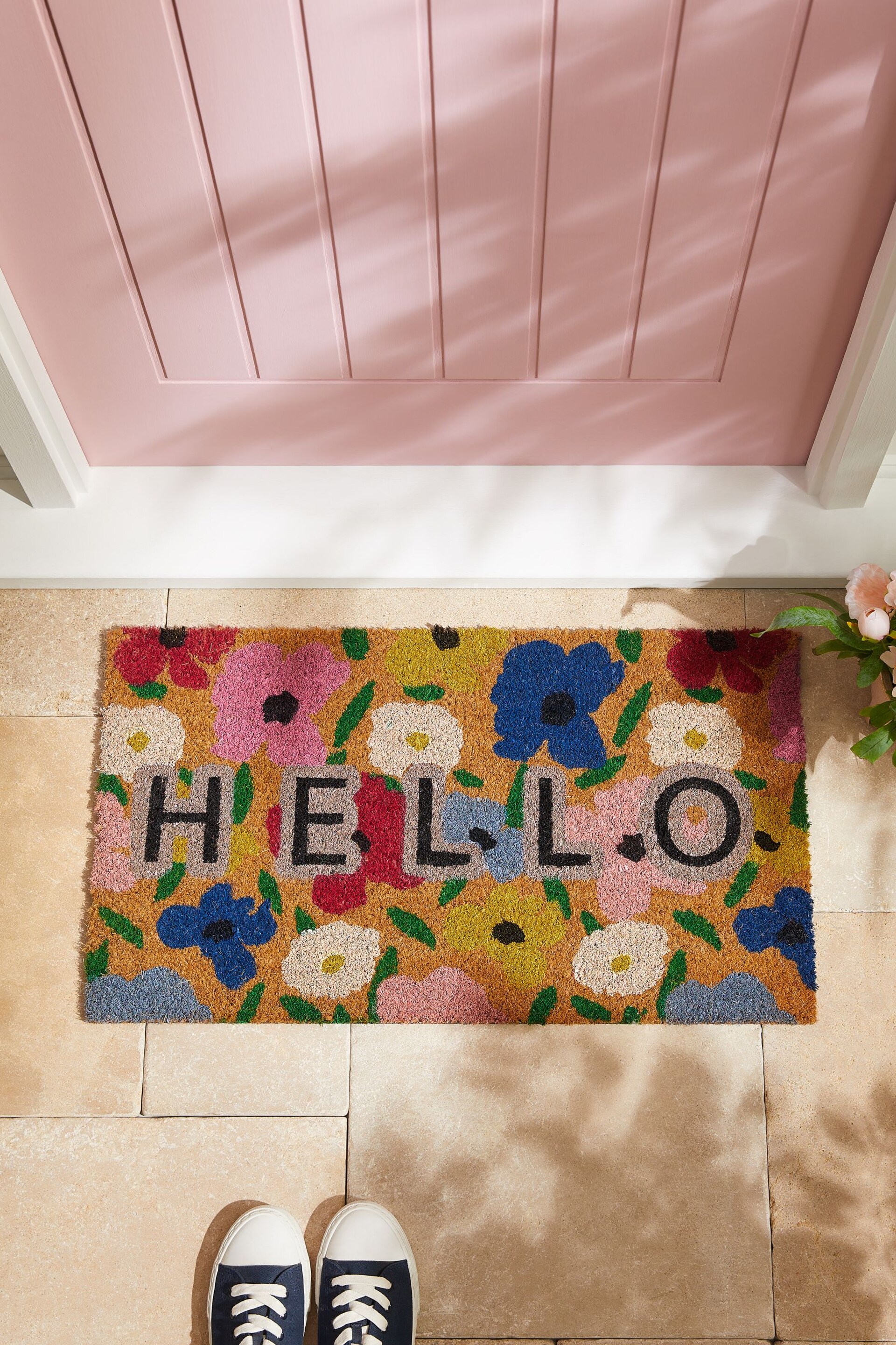 Multi Floral Poppy Hello Doormat - Image 4 of 6