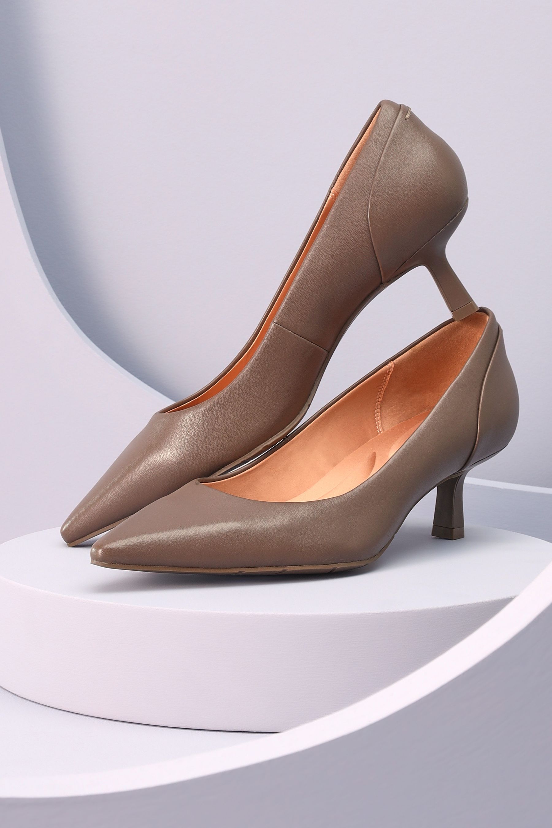 Buy Taupe Brown Forever Comfort with MotionFlex Point Toe Kitten Heels from Next Luxembourg