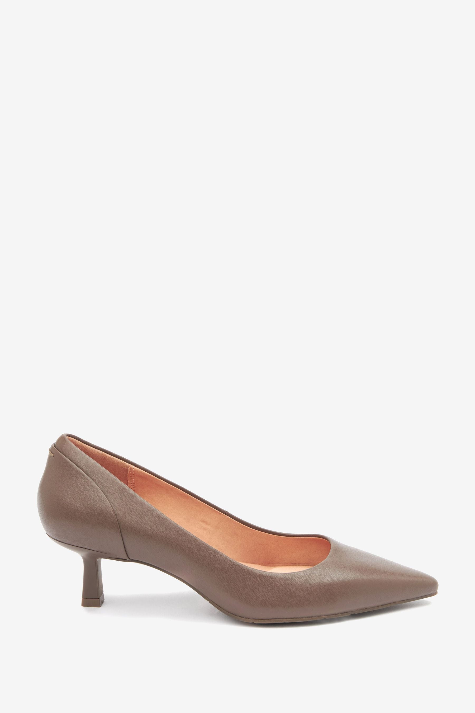 Buy Taupe Brown Forever Comfort with MotionFlex Point Toe Kitten Heels from Next Luxembourg