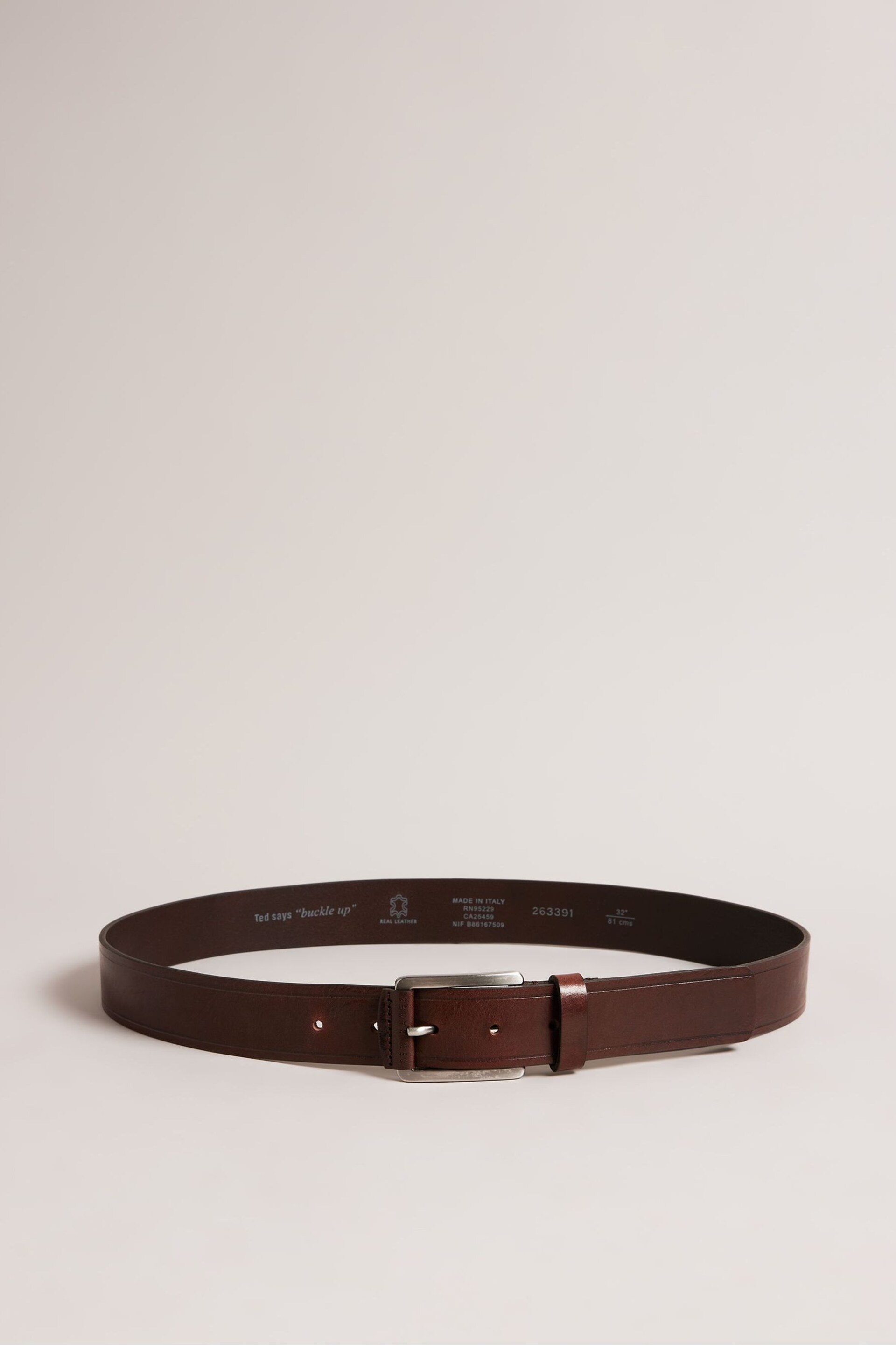 Ted Baker Brown Lined Embossed Leather Belt - Image 1 of 4