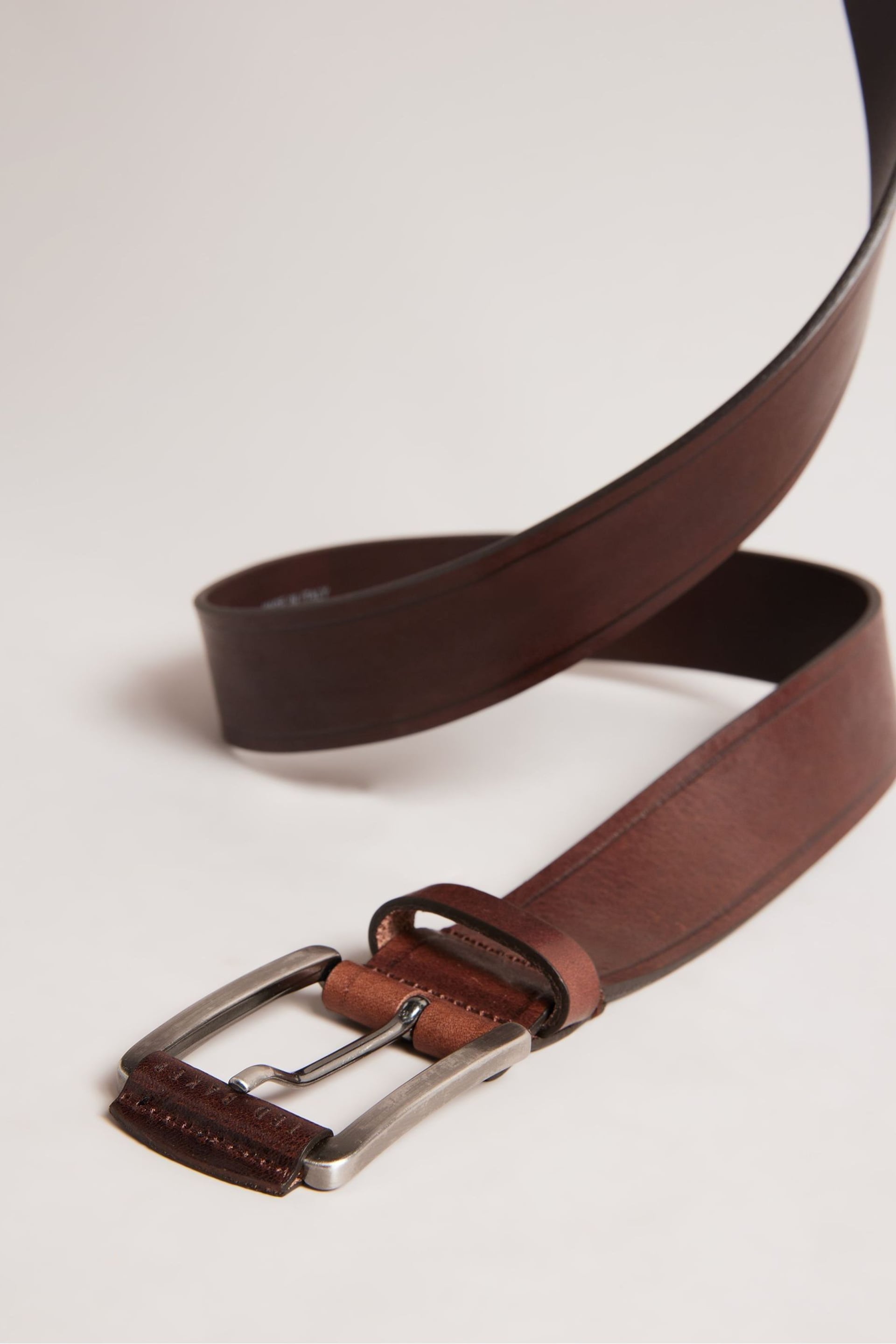 Ted Baker Brown Lined Embossed Leather Belt - Image 3 of 4