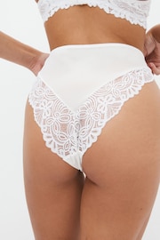 White Lace High Waist High Leg Knickers - Image 3 of 5