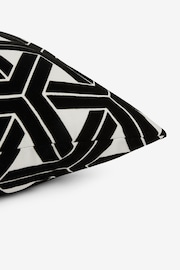 Black/White 50 x 50cm Geometric Flock Cushion - Image 3 of 6