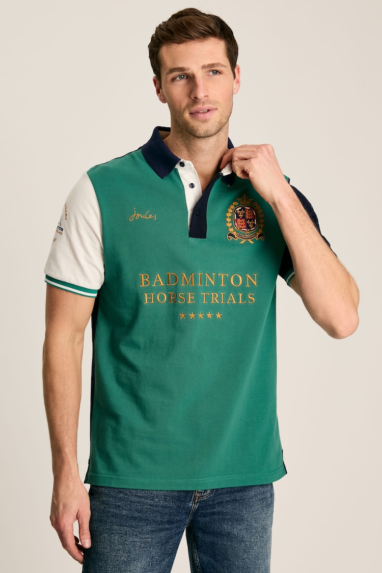 Joules Official Badminton Green & Navy Polo Shirt - Image 1 of 9