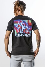 Religion Black Relaxed Fit Graphic Soft Cotton T-Shirt - Image 2 of 5