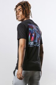 Religion Black Relaxed Fit Graphic Soft Cotton T-Shirt - Image 3 of 5