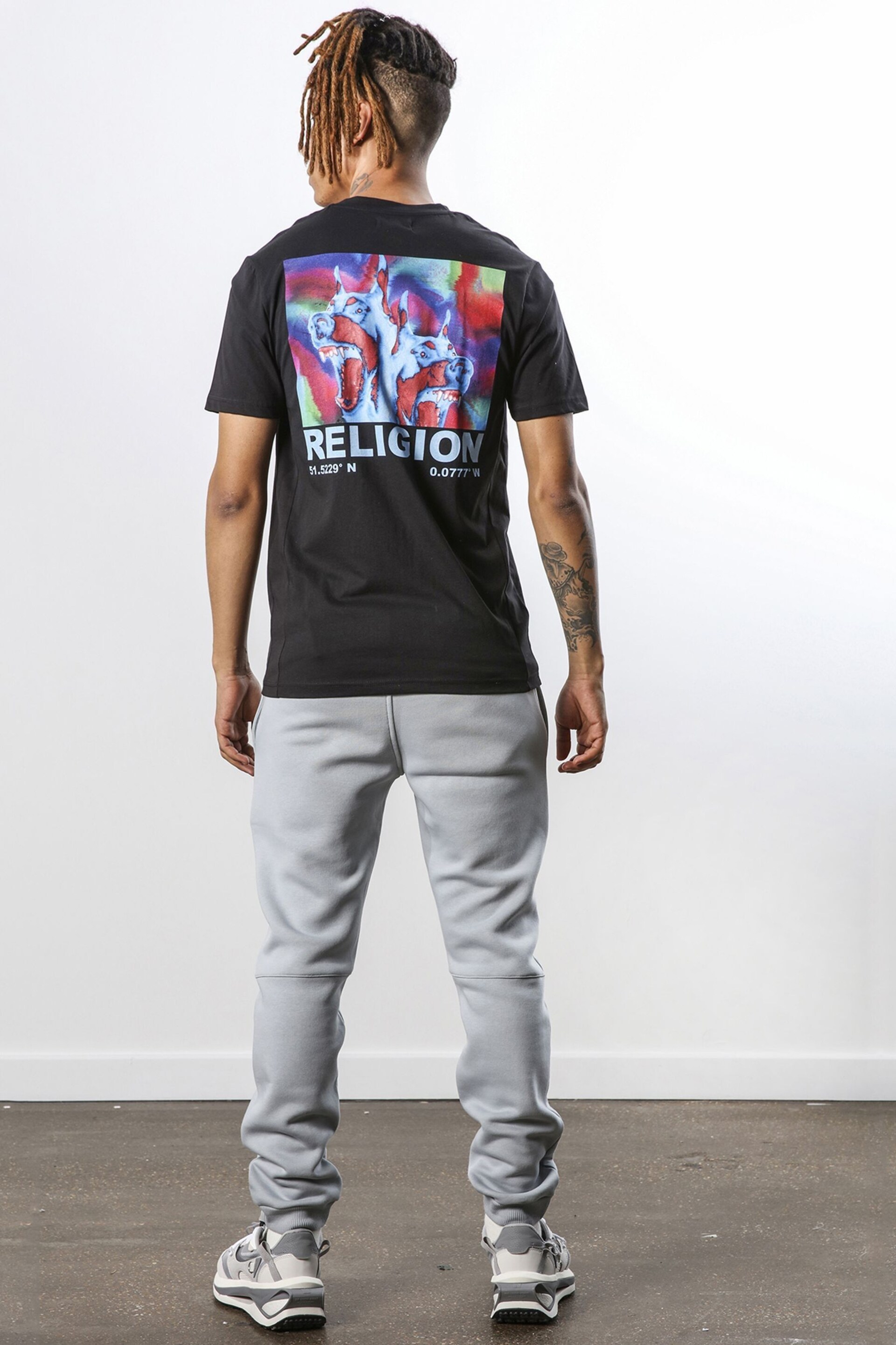 Religion Black Relaxed Fit Graphic Soft Cotton T-Shirt - Image 4 of 5