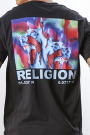 Religion Black Relaxed Fit Graphic Soft Cotton T-Shirt - Image 5 of 5